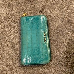 Blue Miu Miu continential Zip - Around Wallet